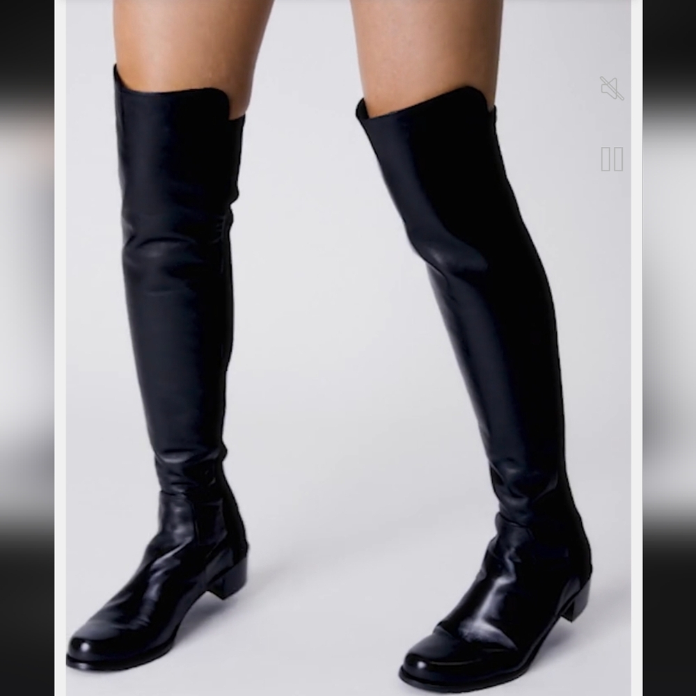 🌸Stuart Weitzman‎ Reserve Leather Black Over-the-Knee Boots